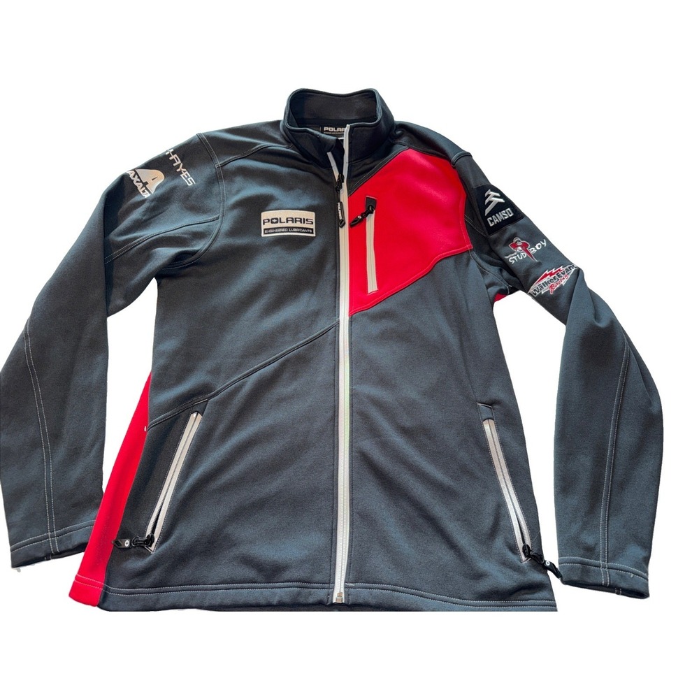Polaris Racing Jacket Womens Large Black Red Full Zip Logo